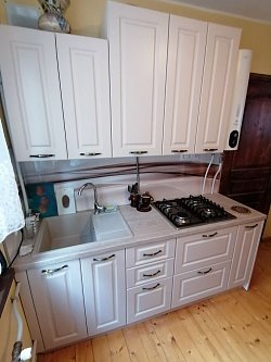 Прямая кухня классика МДФ 19 мм ПВХ Лонгфорд сатин бежевый ЛМ200803