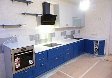 Угловая кухня модерн Лаванда Массив дерева/пластик/МДФ РБ181101