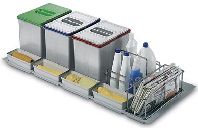 Набор емкостей в базу 1200 для бытовой химии и раздельного сбора мусора