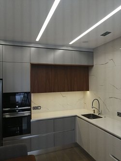 Угловая кухня модерн шпон/МДФ/пластик ЛН200901