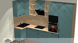 Угловая кухня C8 МДФ эмаль матовая RAL 5024 pastel blue ШТ200301