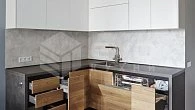 Угловая + прямая кухня модерн Smart/Criket пластик/МДФ РР190707 (фото 3)