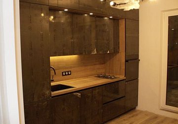 Прямая кухня модерн Fennix Nero Ingro пластик/МДФ ЛЛ190801