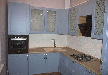 Угловая кухня неоклассика Эйвон/Деним пленка/МДФ РК190305