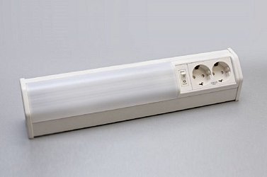 Светильник люминесцентный 2-мя розетками (410 мм) 11W/220-240V, 2700K, отделка белый