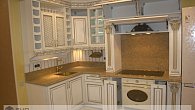 Угловая кухня прованс с угловым шкафчиком Массив ясеня с золотой патиной (фото 10)