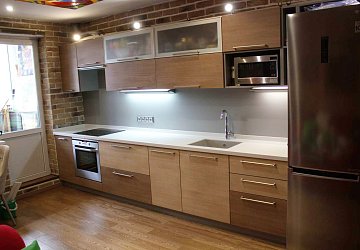 Прямая кухня модерн пластик/ЛДСП ЛН200802