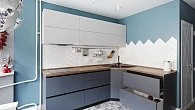 Угловая кухня модерн с порталом Феникс Grigio пластик/МДФ ИТ190407 (фото 3)