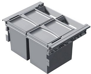 Система хранения выкатная, в базу 600, H298 (2 ведра + 2 контейнера), отделка пластик серый