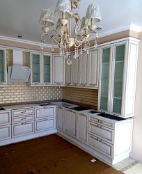 Угловая кухня классика пленка/МДФ с патиной1