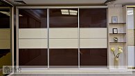 Шкаф-купе 3 двери коричневое стекло с белой вставкой (фото 1)