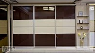 Шкаф-купе 3 двери коричневое стекло с белой вставкой (фото 1)