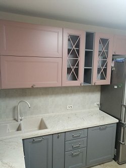 Прямая + угловая кухня неоклассика Virginia эмаль/МДФ РК200904