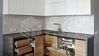 Угловая + прямая кухня модерн Smart/Criket пластик/МДФ РР190707 (фото 4)