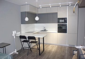 П-образная кухня модерн Оникс пленка/МДФ ЛК200201