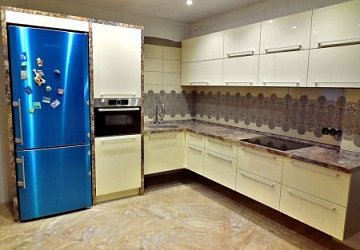 Угловая кухня модерн пластик/МДФ/ЛДСП нижние шкафы подвесные