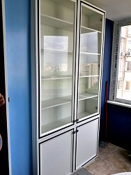 Шкаф со стеклом двухдверный МДФ Эмаль белая