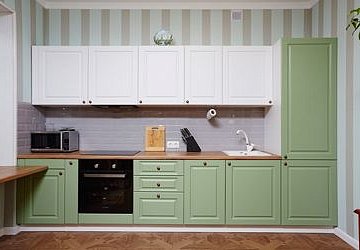 Прямая кухня неоклассика Лонгфорд эмаль/пленка/МДФ РЯ181204