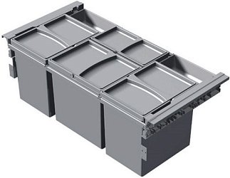 Система хранения выкатная, в базу 900, H298 (4 ведра + 2 контейнера), отделка пластик серый