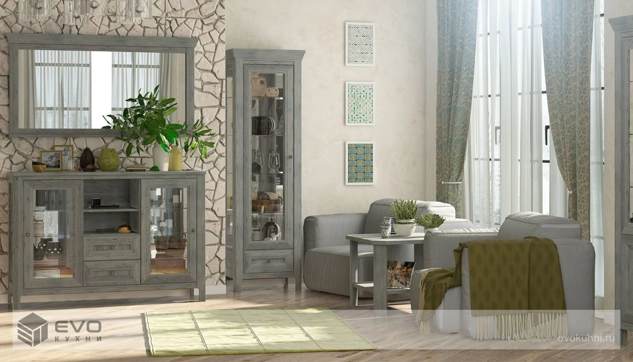гостиная современная дерево зеркало, панорамные окна, кресла, шкаф стекло