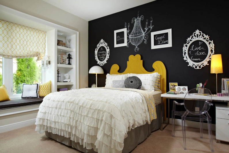 Дизайн комнаты с черными обоями - 69 фото