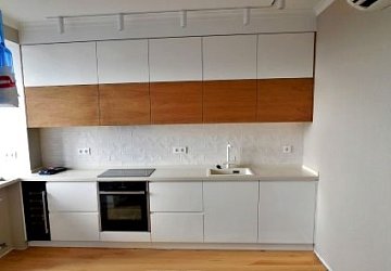 Прямая кухня хай-тек эмаль/МДФ/ЛДСП/шпон Zov Ral РК180203